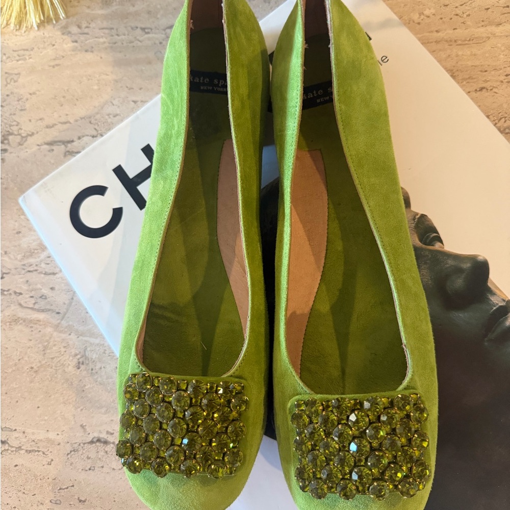 Kate Spade Lime Green Embellished Flats